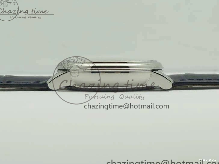 0218 Fashionable De Ville Prestige Real Power Reserve SS TW 1:1 Best Edition White Dial Blue Markers On Leather Strap A 8094